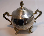 Silver plate sugar bowl with lid made in indonesia