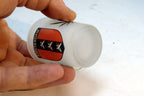 Vintage Amsterdam Shot Frosted Glass 1.5 oz with marihuana leath