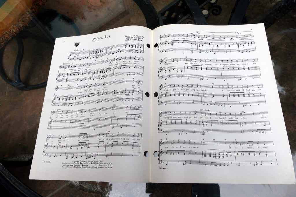 Poison Ivy The Coasters  by Jerry Leiber Mike Stoller   1958 Sheet Music