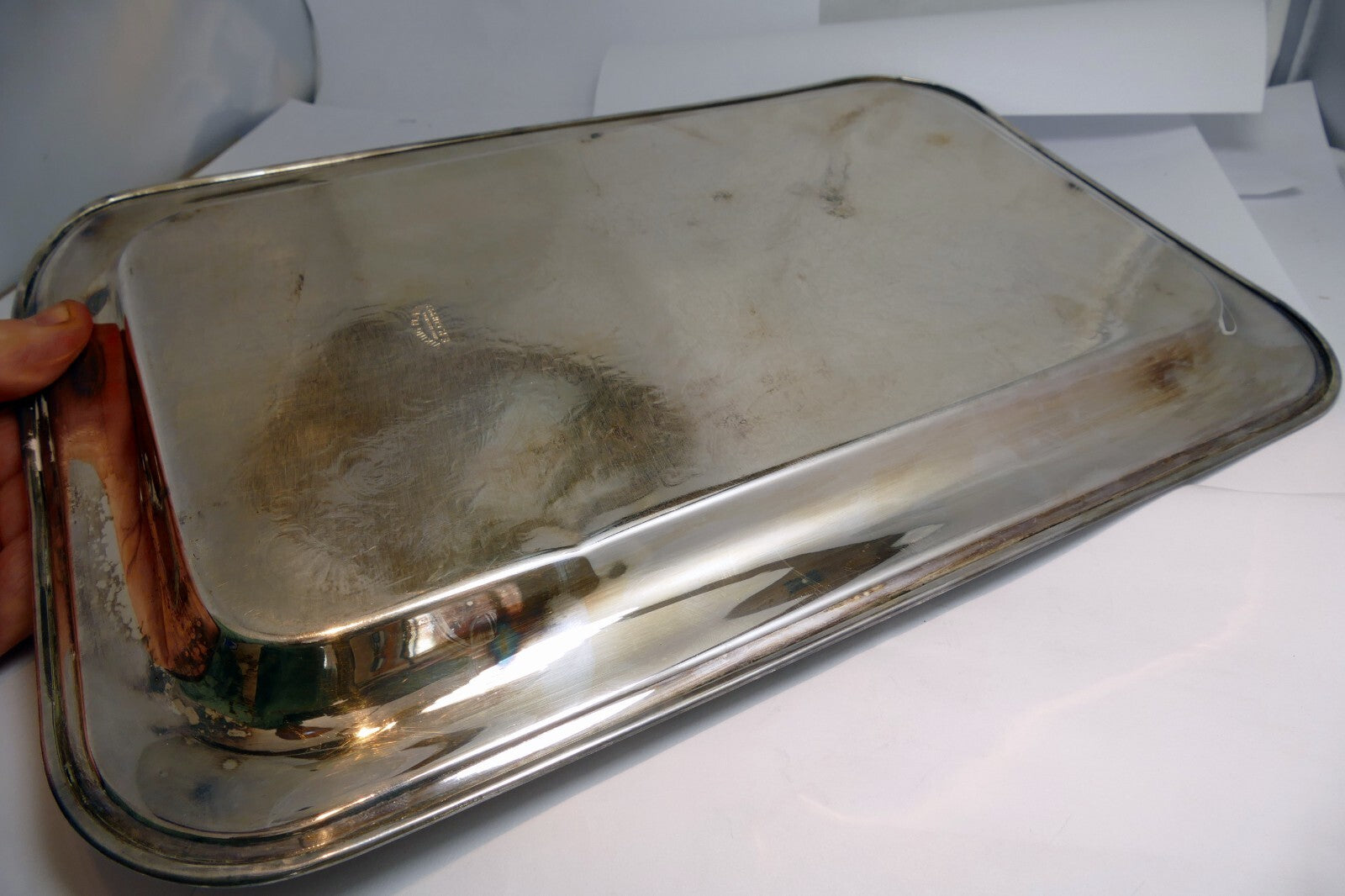 Viking Plate EP Copper Silver Plate Rectangle Serving Tray Platter ornate 9X14"