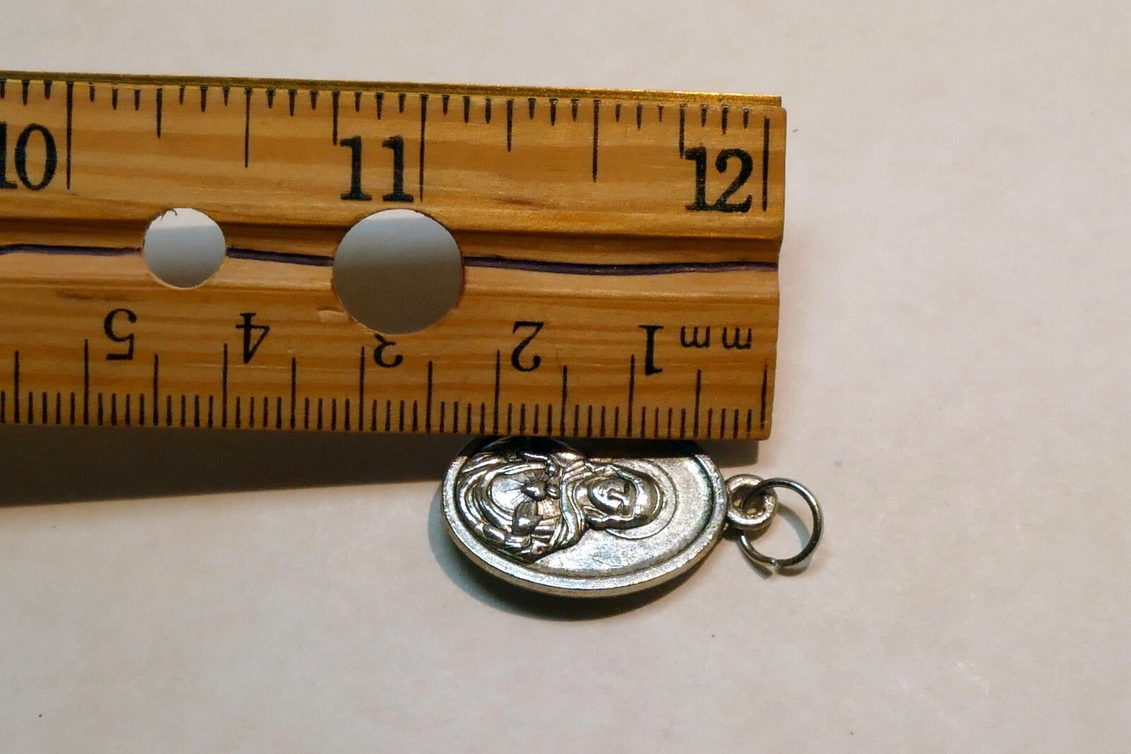 Sacred Heart Jesus w/ Mary Pendant Charm metal vintage
