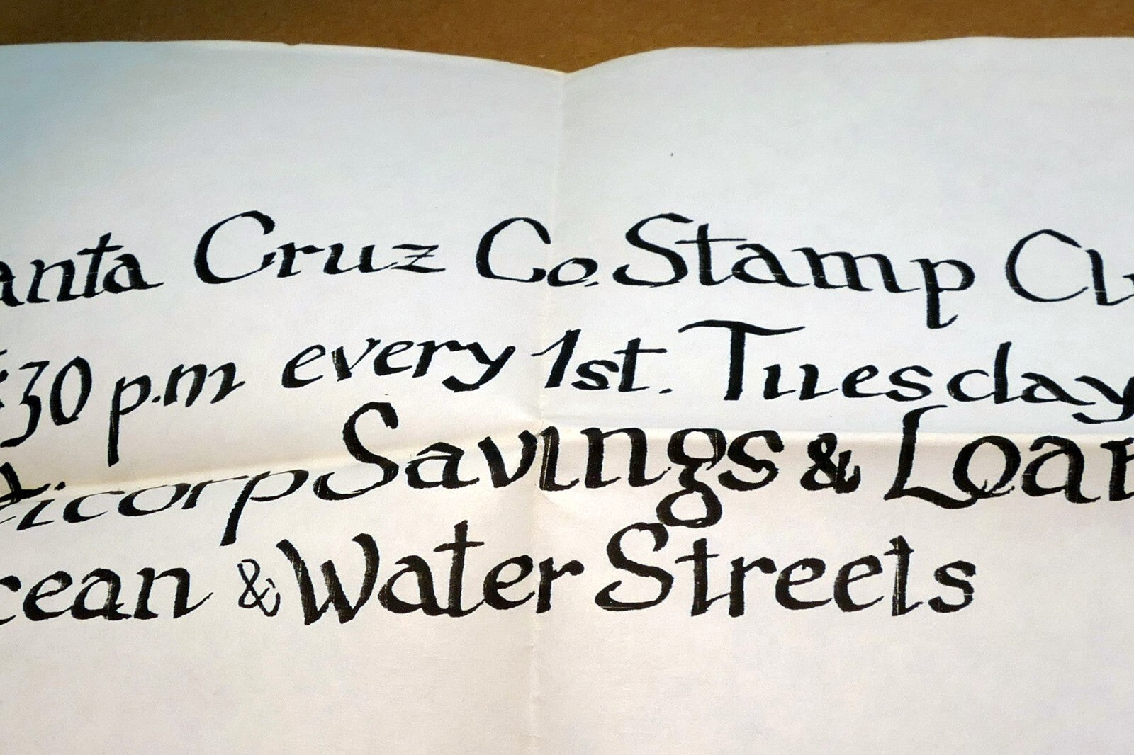 Santa cruz stamp club sign advertisement ad