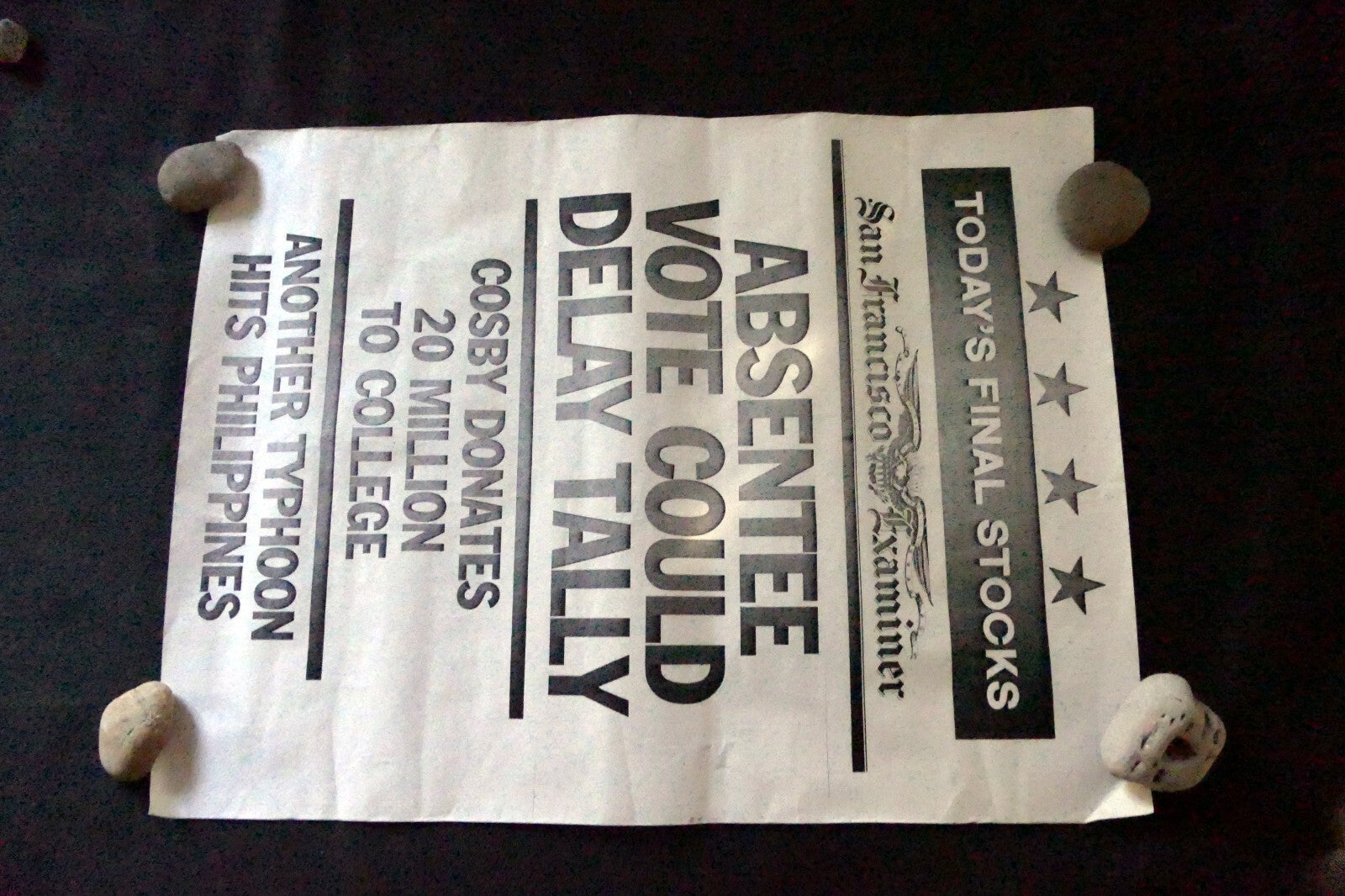 San Francisco Examiner Newspaper "Absentee Vote Delay Tally " Poster vintage