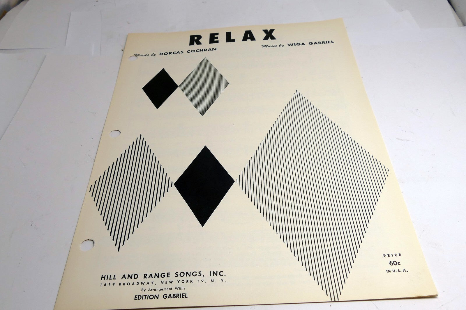 Relax  Dorcas Cochran Wiga Gabriel 1952  Sheet Music