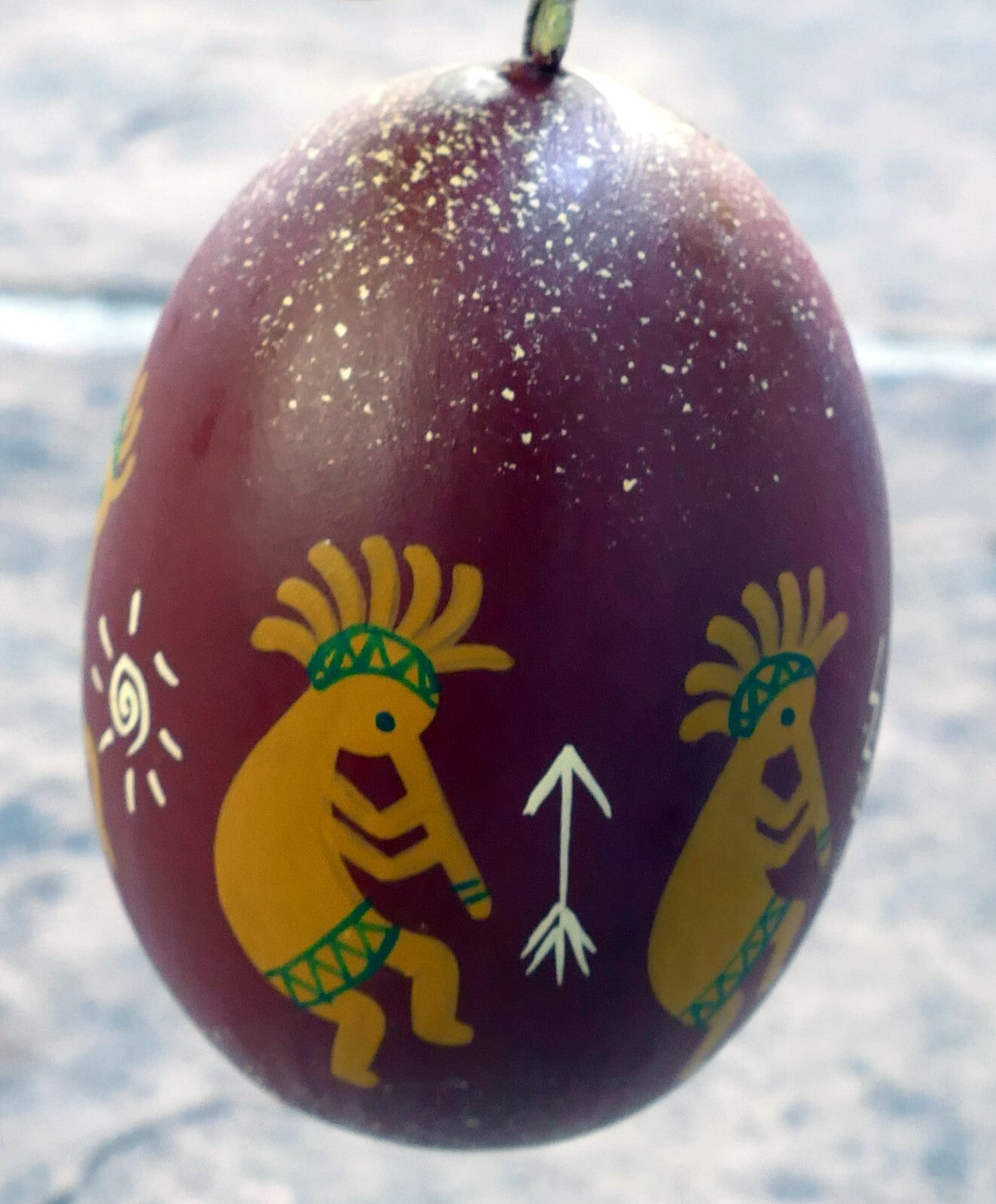 Kokopelli native american dance design gourd christmas ornament
