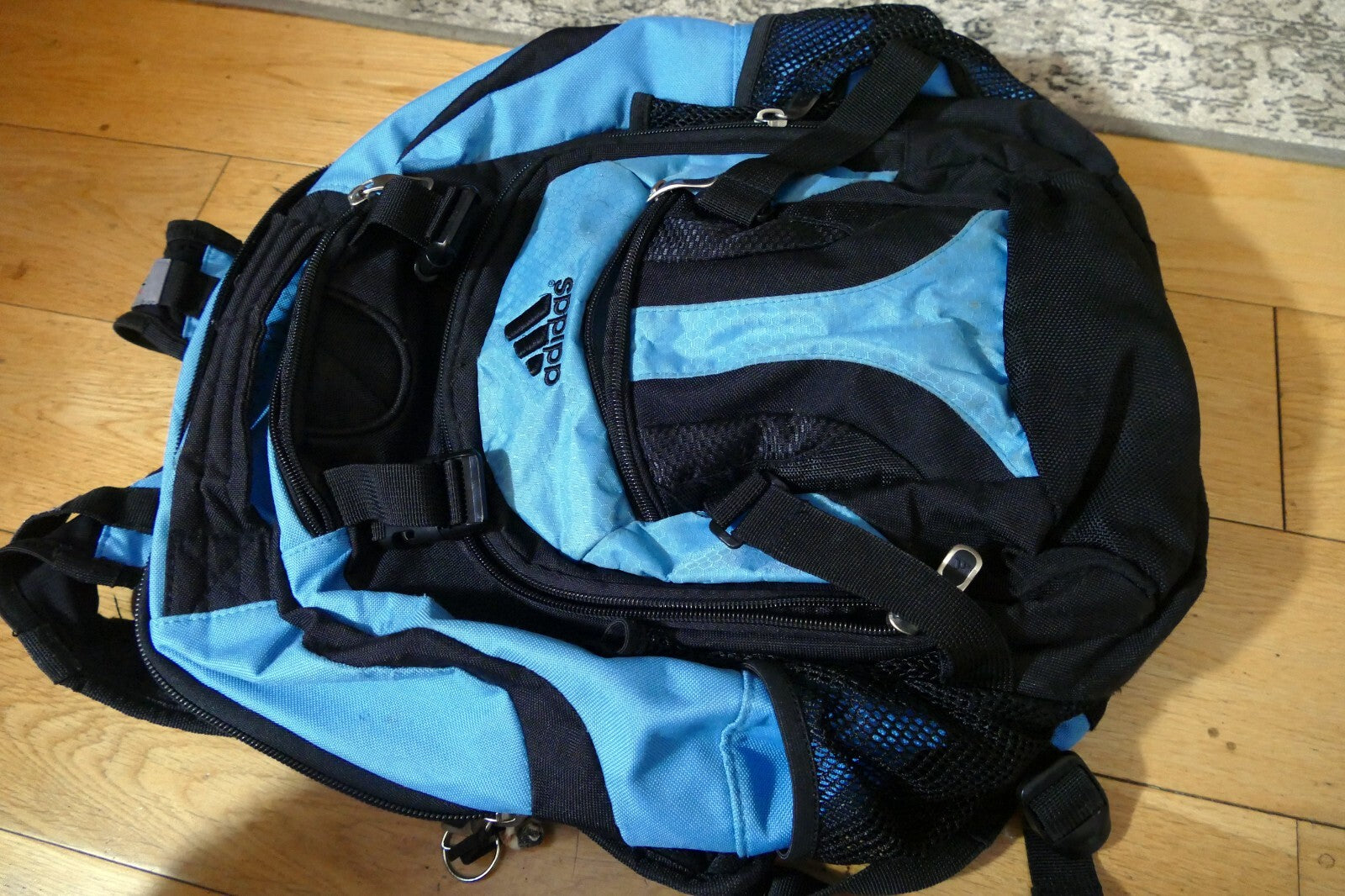 Adidas Load Spring Laptop Backpack Blue Black 4 Zip Pockets XL Large