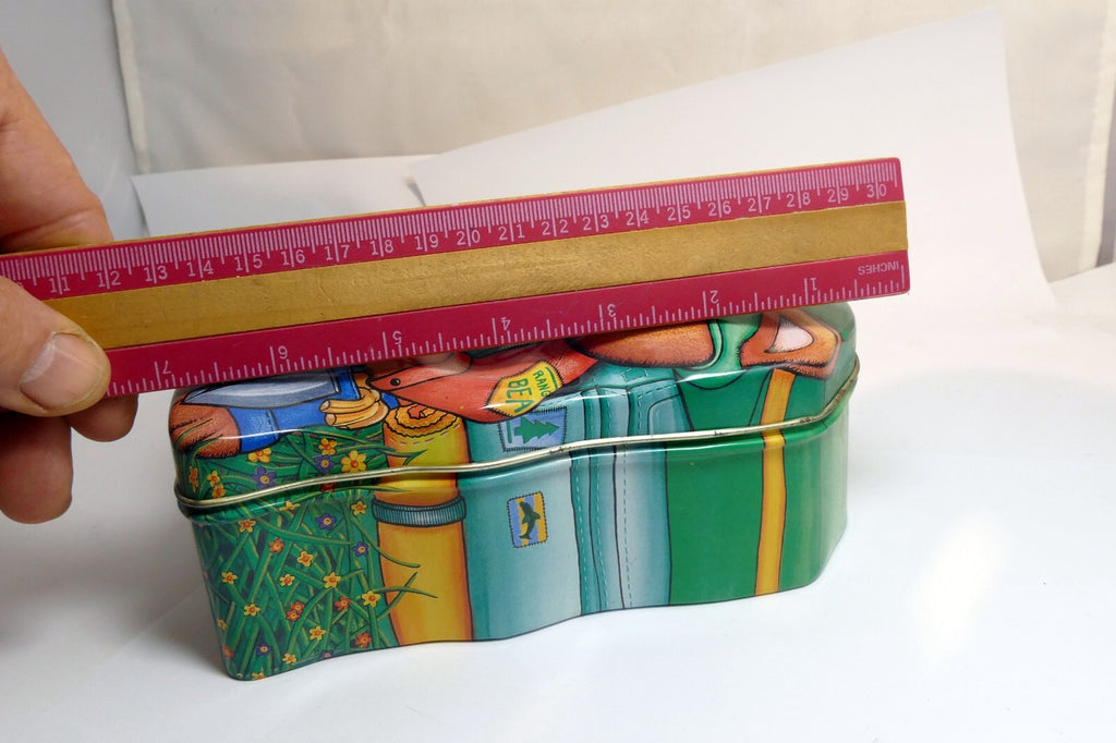 Metal Tin/Container Cookie/Biscuit Bear Ranger Boy Scout  4X7"
