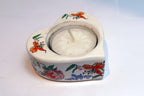 USED Tealight Candle holder with Lily Floral design HEART Shaped