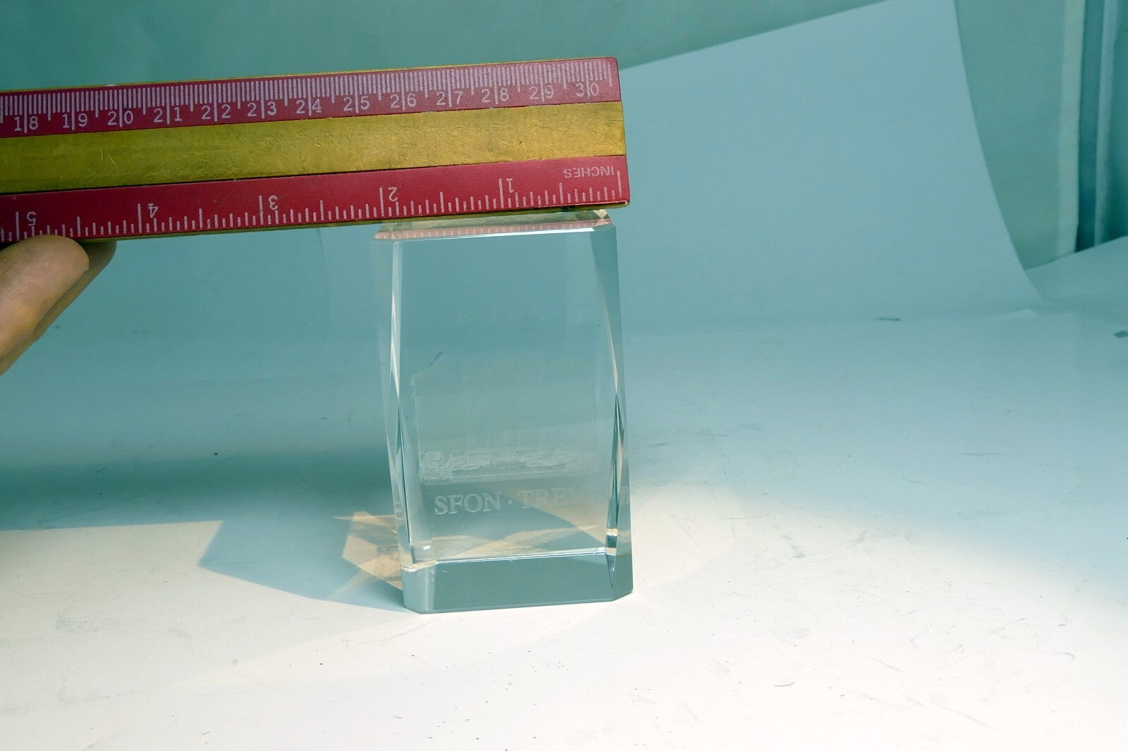 Rome Roma Laser Etch Glass Paperweight  Fontana Trevi  Fountain 3X2X2" crystal