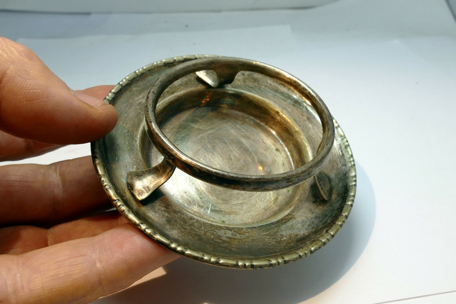 EPNS Candle Holder or Bowl Made in England 3.5 inch Diameter vintage 1890 L.W.LP