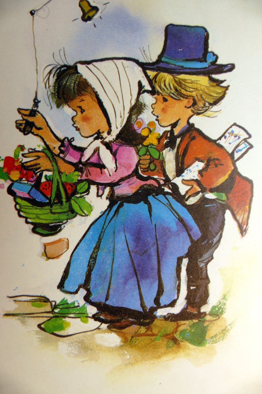 Adolf korsch verlag postcard munchen girl & boy with flowers   unposted art