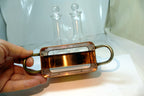 2-PC Olive Oil Vinegar cruet dispenser Set Brass Copper case holder premium