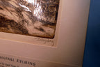 Russian Hill San Francisco  Signed Etching 1900's  Stefan Bunyitay
