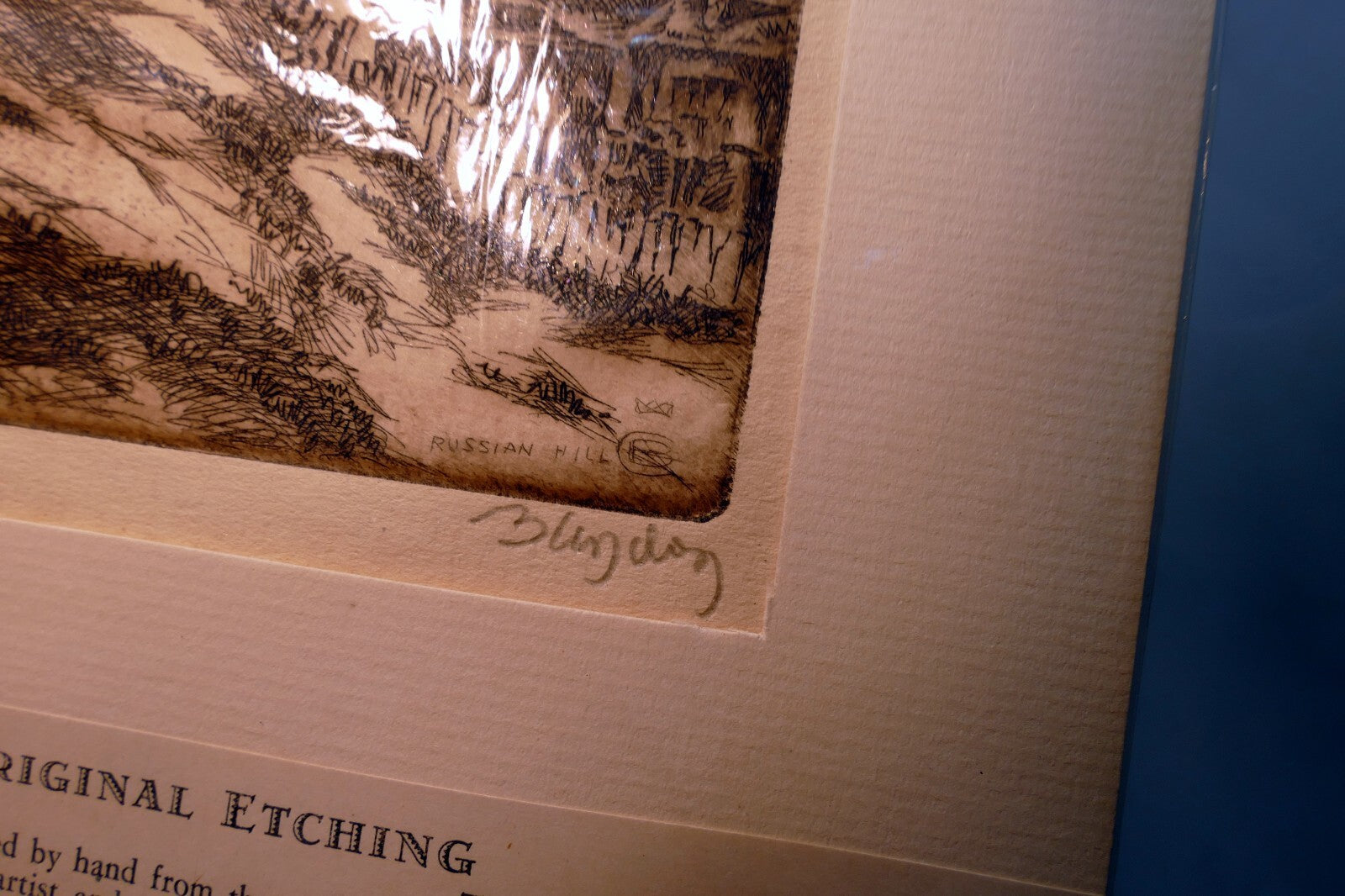 Russian Hill San Francisco  Signed Etching 1900's  Stefan Bunyitay