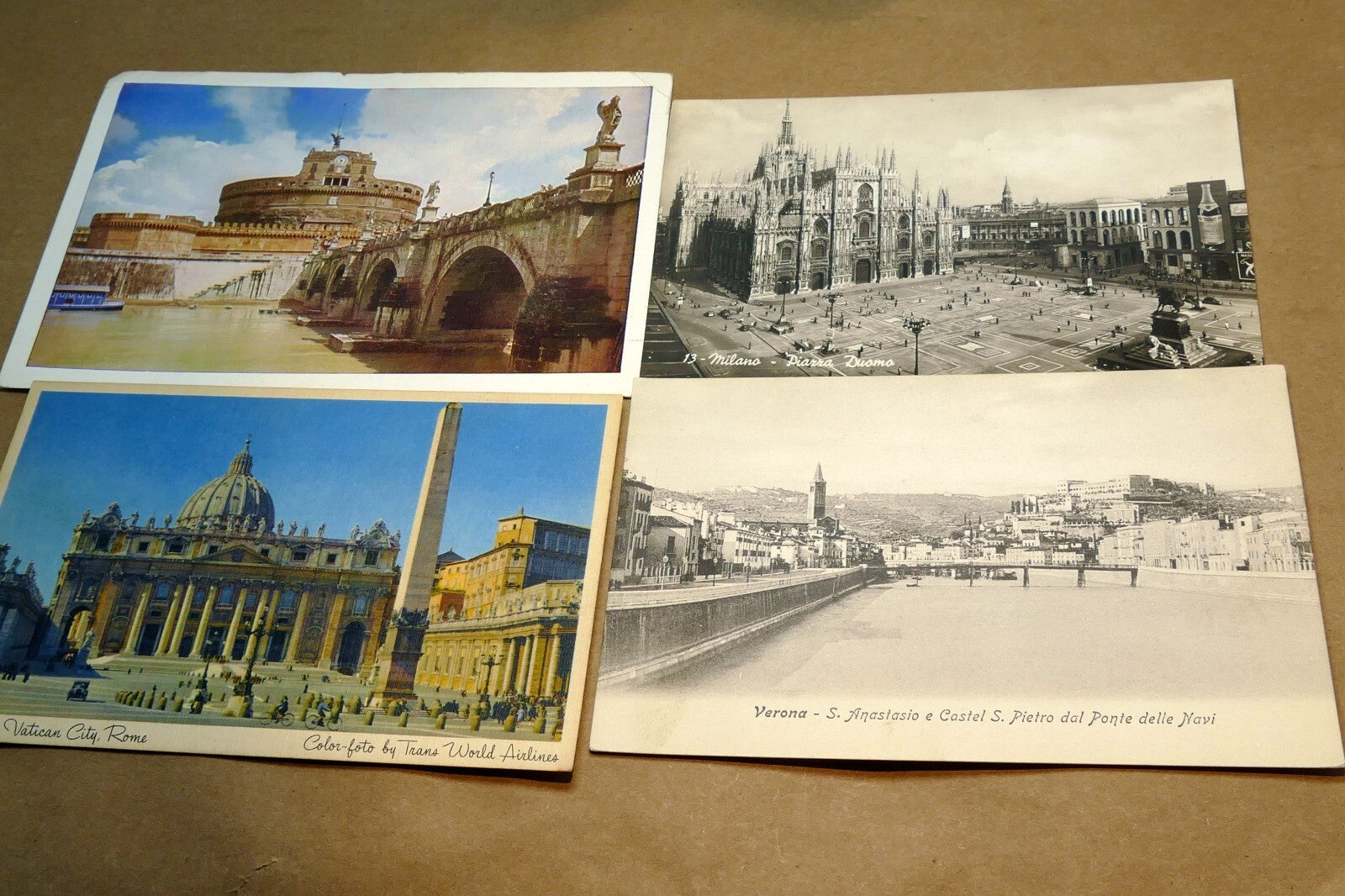 1930-50's Postcard unposted Italy set of 4 Vatican Milano Verona Roma lot