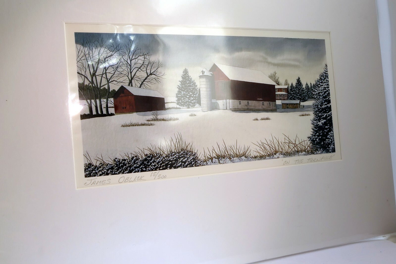 Giclee Print Brown County Artist James Oblack 15/500 Signed "On The Turnpike"