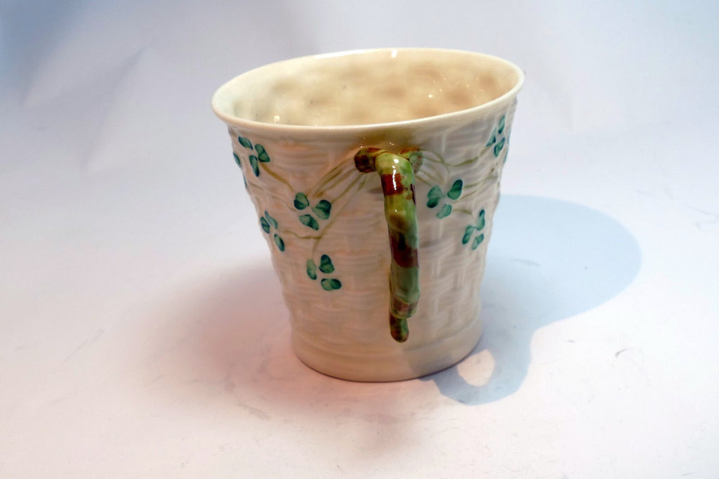 Belleek Ireland Shamrock Basket Weave Coffee Tea Mug Cup  Ivory china