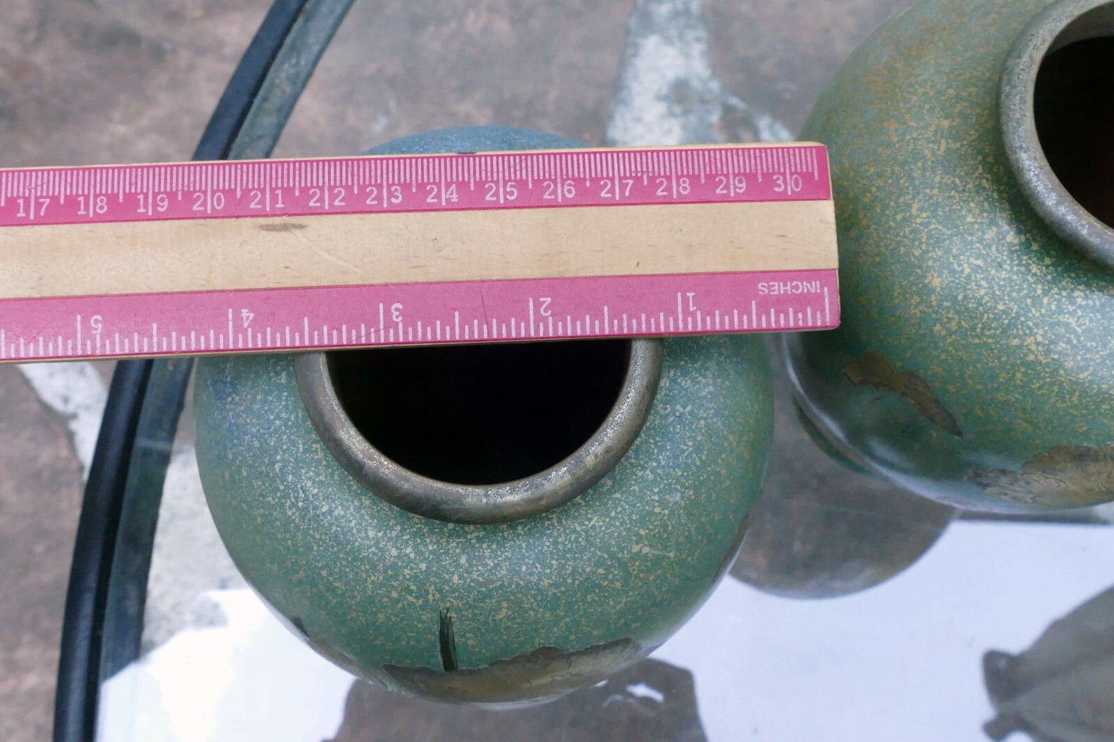 Pair Of Antique Japanese Brass Vases set of two mixed metal