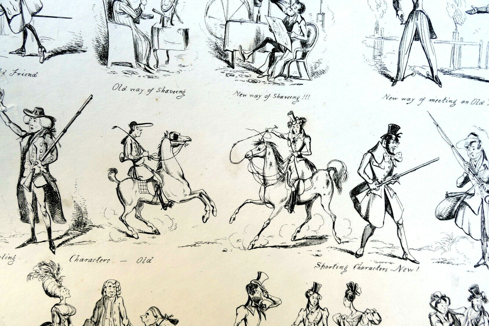 Old ways and new ways no 4 henry heath caricature print 1840 victorian