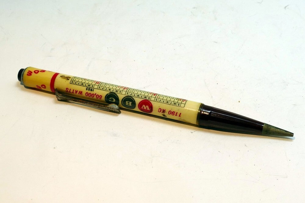 Mechanical pencil 1190 kc wbc 50,000 watts wowo 1955 calendar