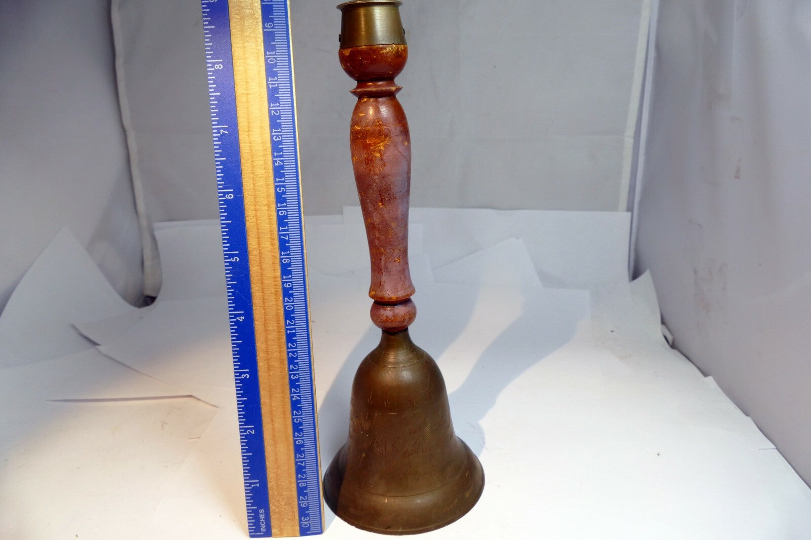 3" Solid Brass  School Diner with wooden handle hand held South Asia