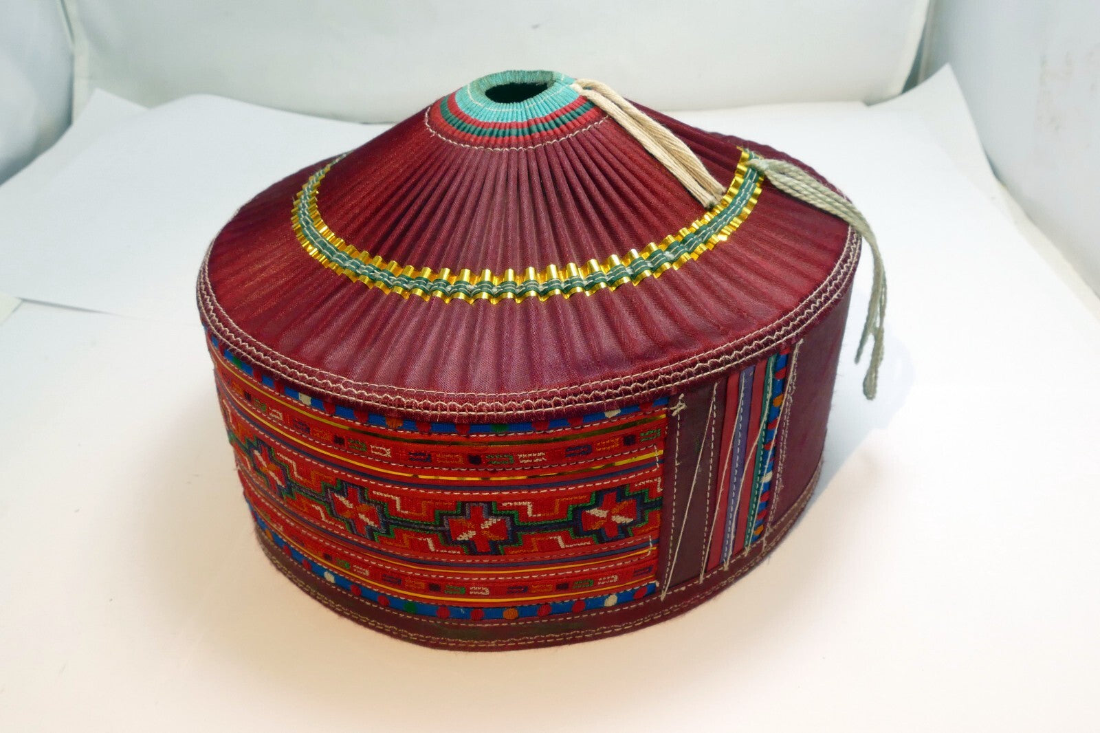 Chinese ethnic Miao people's embroidered girl hat Vintage hand made