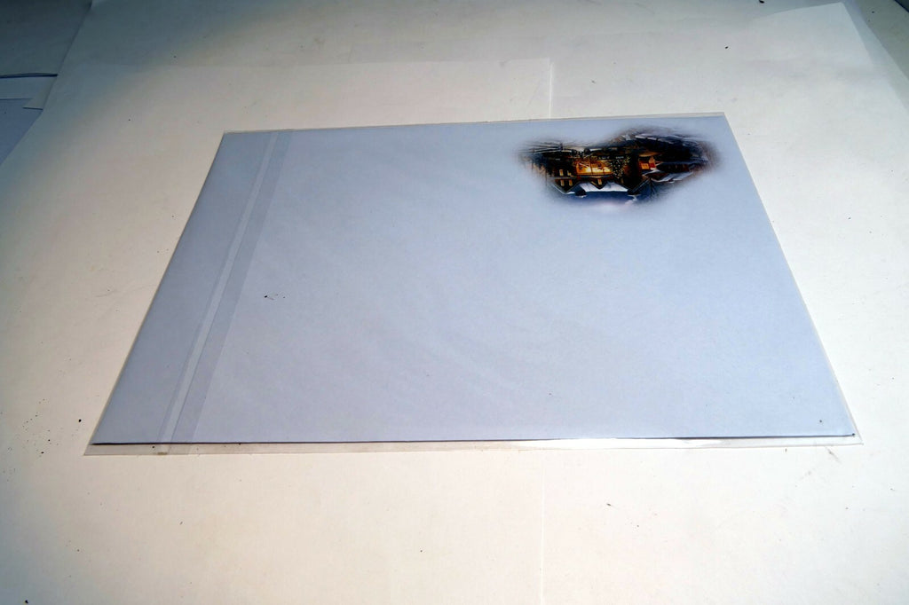 Christmas Card Season's Greeting vintage car home dear snow winter lake