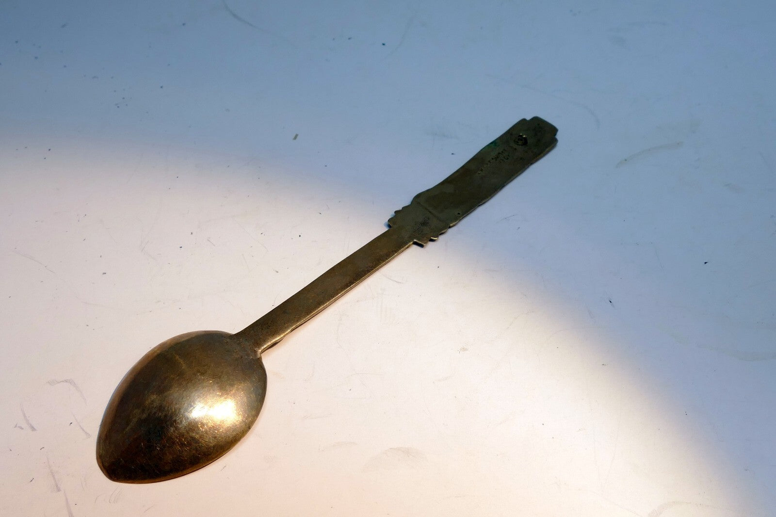 925 Sterling Silver - Aztec or Maya Tribal Warrior Spoon -  Mexico 10 gr.