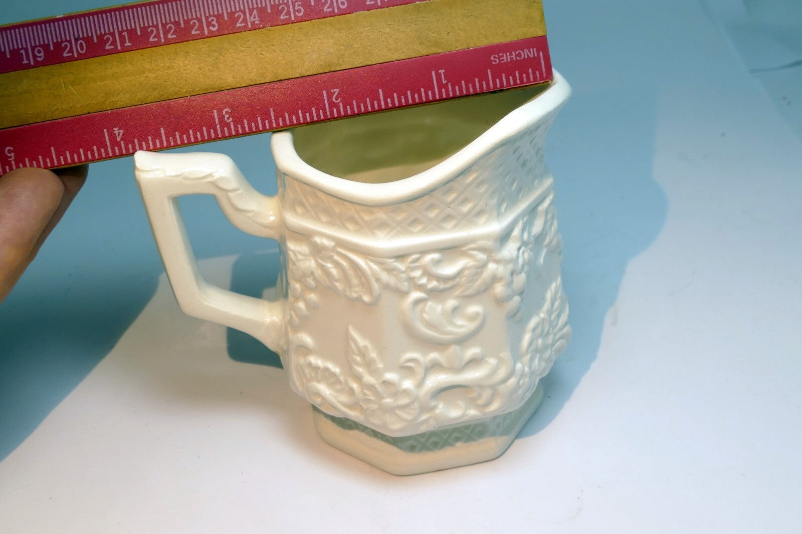 MASON'S PATENT IRONSTONE CHINA ENGLAND OCTAGONAL PITCHER IVORY 6384