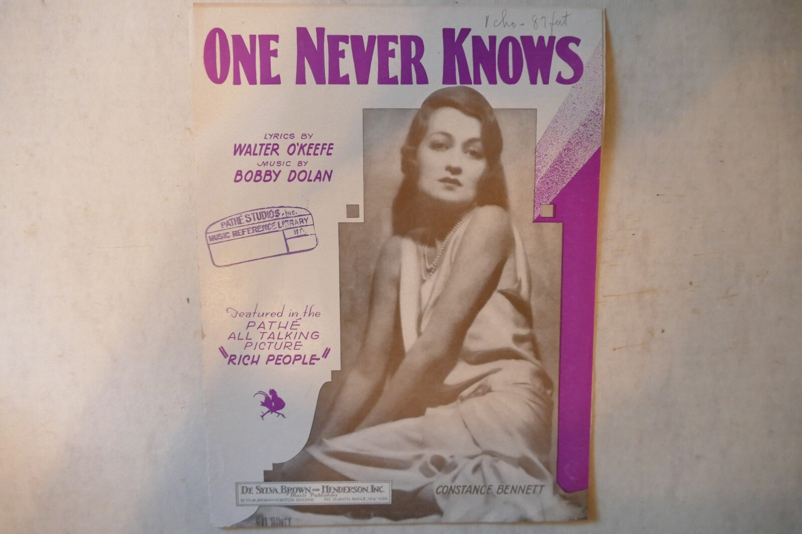 One never knows, sheet music 1929, from "rich people", by walter o'keefe and bobby dolan
