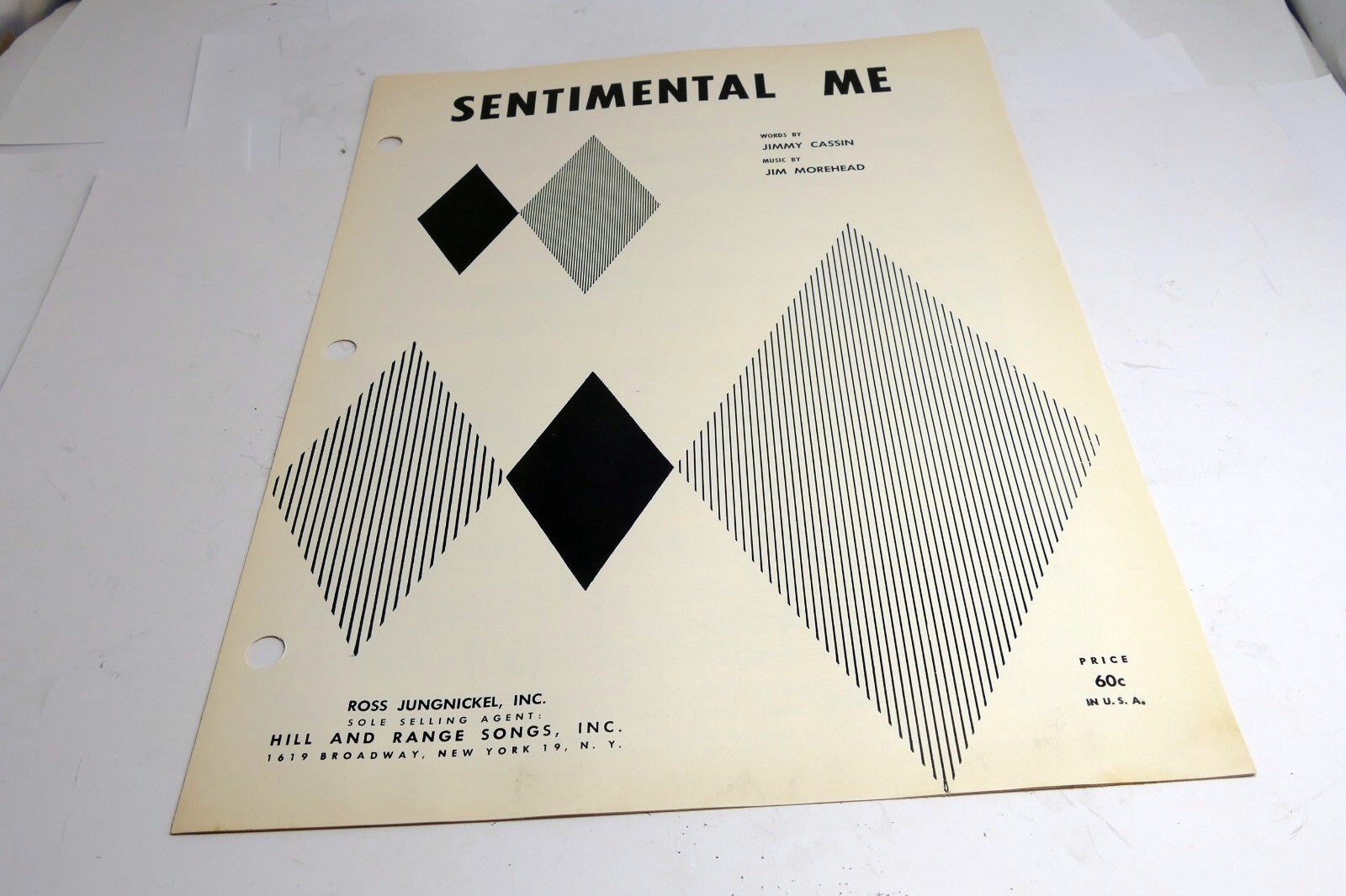 Sentimental Me Jimmy Cassin Jim Morehead  1950 Sheet Music