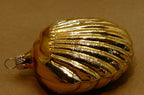 Blown Glass Christmas Ornament 2.5" sea shell gold tone