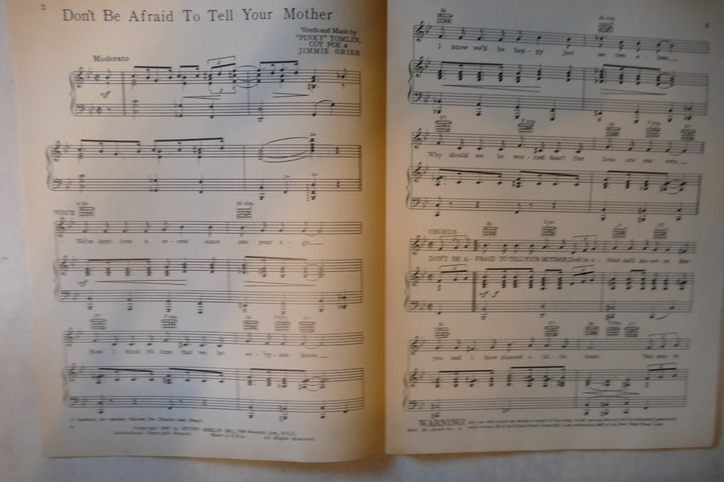 Don't Be Afraid To Tell Your Mother, 1935, "Pinky" Tomlin, Coy Poe, Jimmie Grier