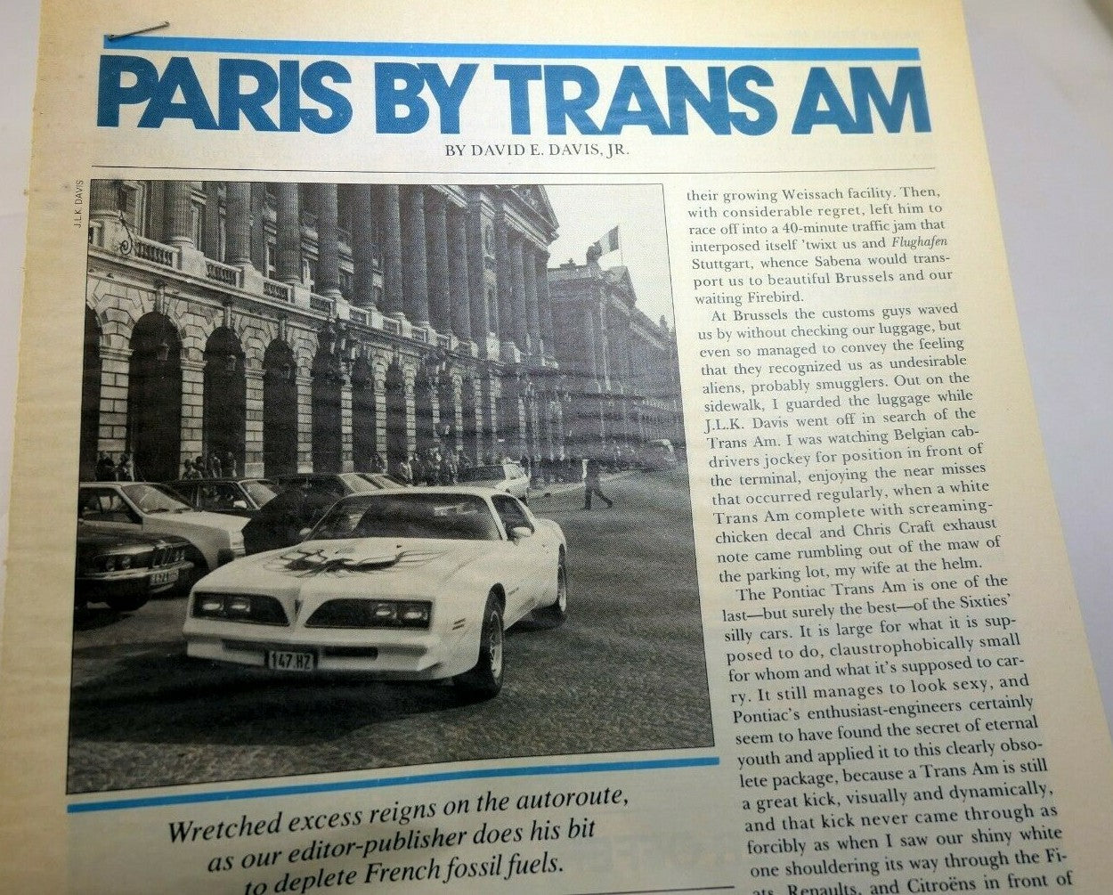 Pontiac "paris by trans am" 1979 magazine clipping advertisement ad car & driver