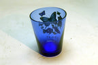 ST. MARTIN A.F. Shot Glass 2 oz with Butterflies Blue glass