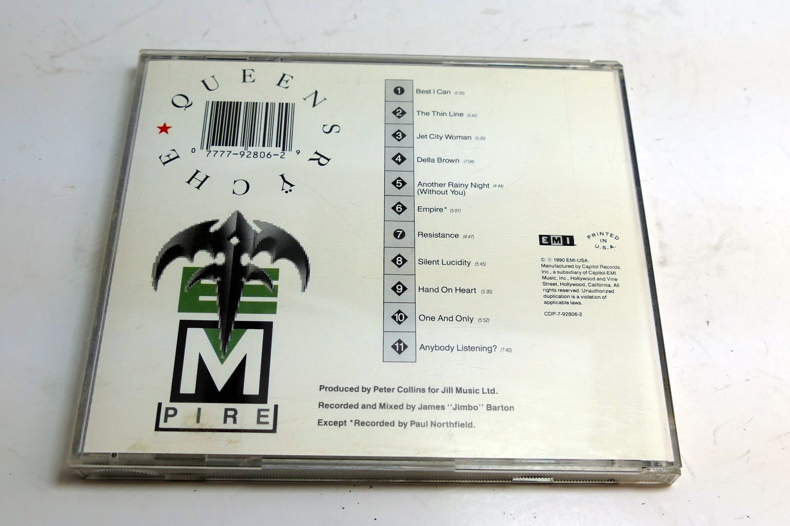 Cover art only Queensryche Empire EMI USA CDP-7-92806-2  (NO CD included)