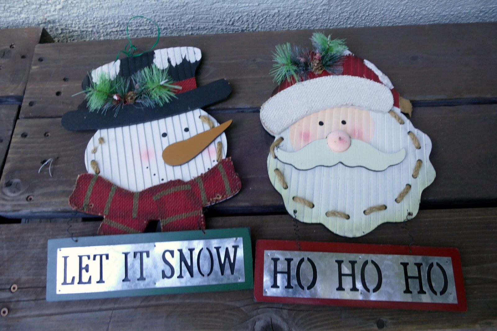 Christmas Decor Santa Claus Ho Ho Ho Door Hanger Decoration 18" Snowman Let it
