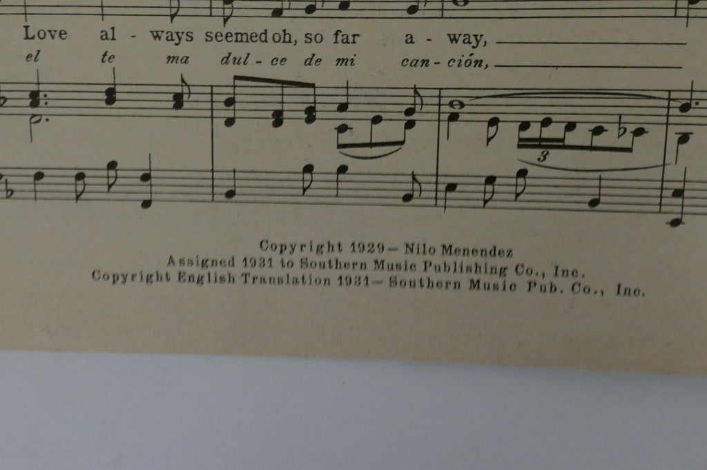 Green Eyes, 1931, Adolfo Utrera and Nilo Menendez, Southern Music Pub. Co., Inc.
