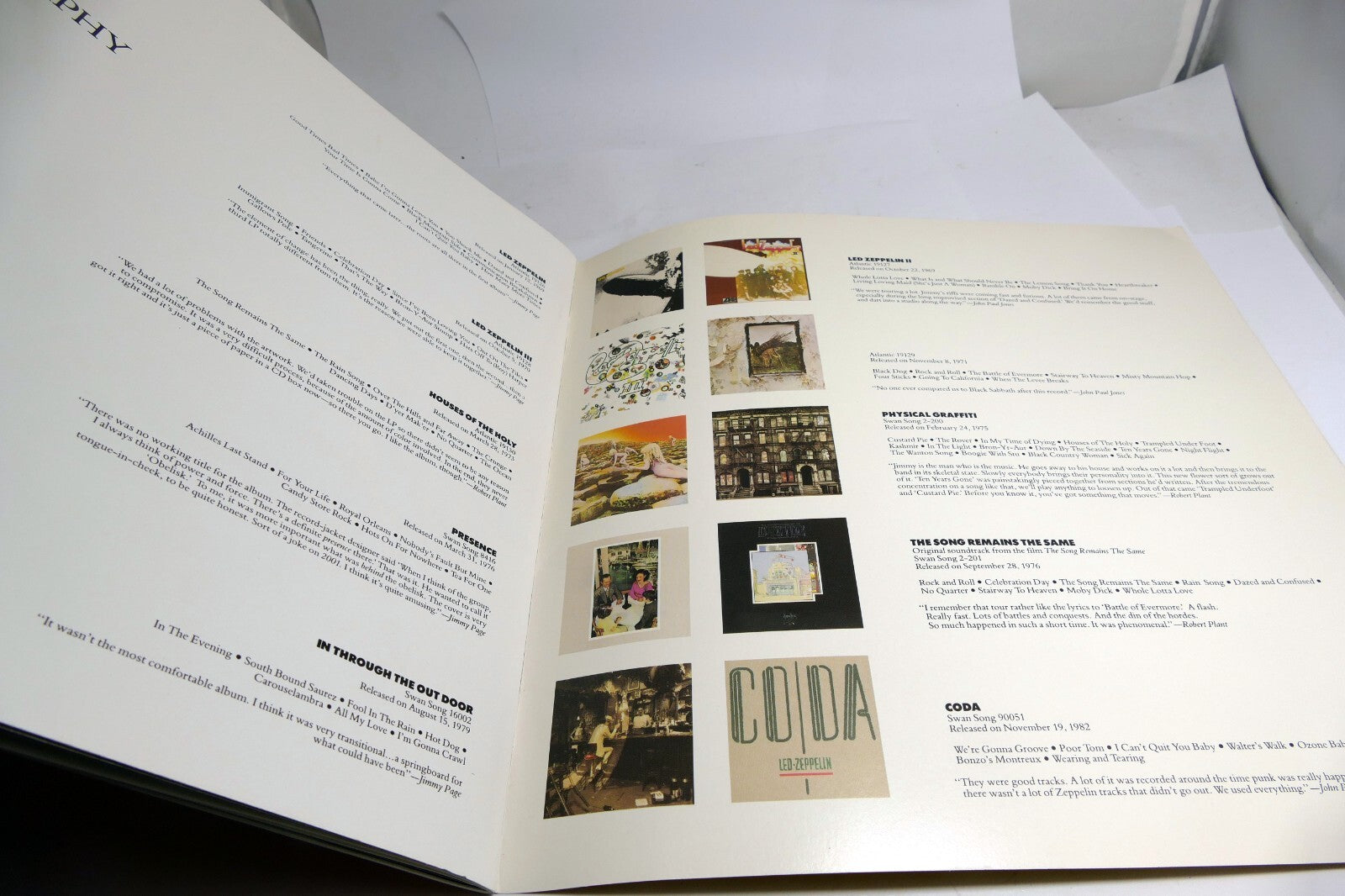 Led Zeppelin  booklet  Inlay from LP 1990 82144  36 pages with fold out poster
