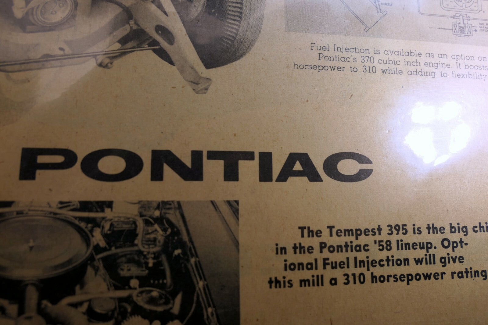 Pontiac fabulous '58 engines tempest 395 magazine advertisement ad 1958