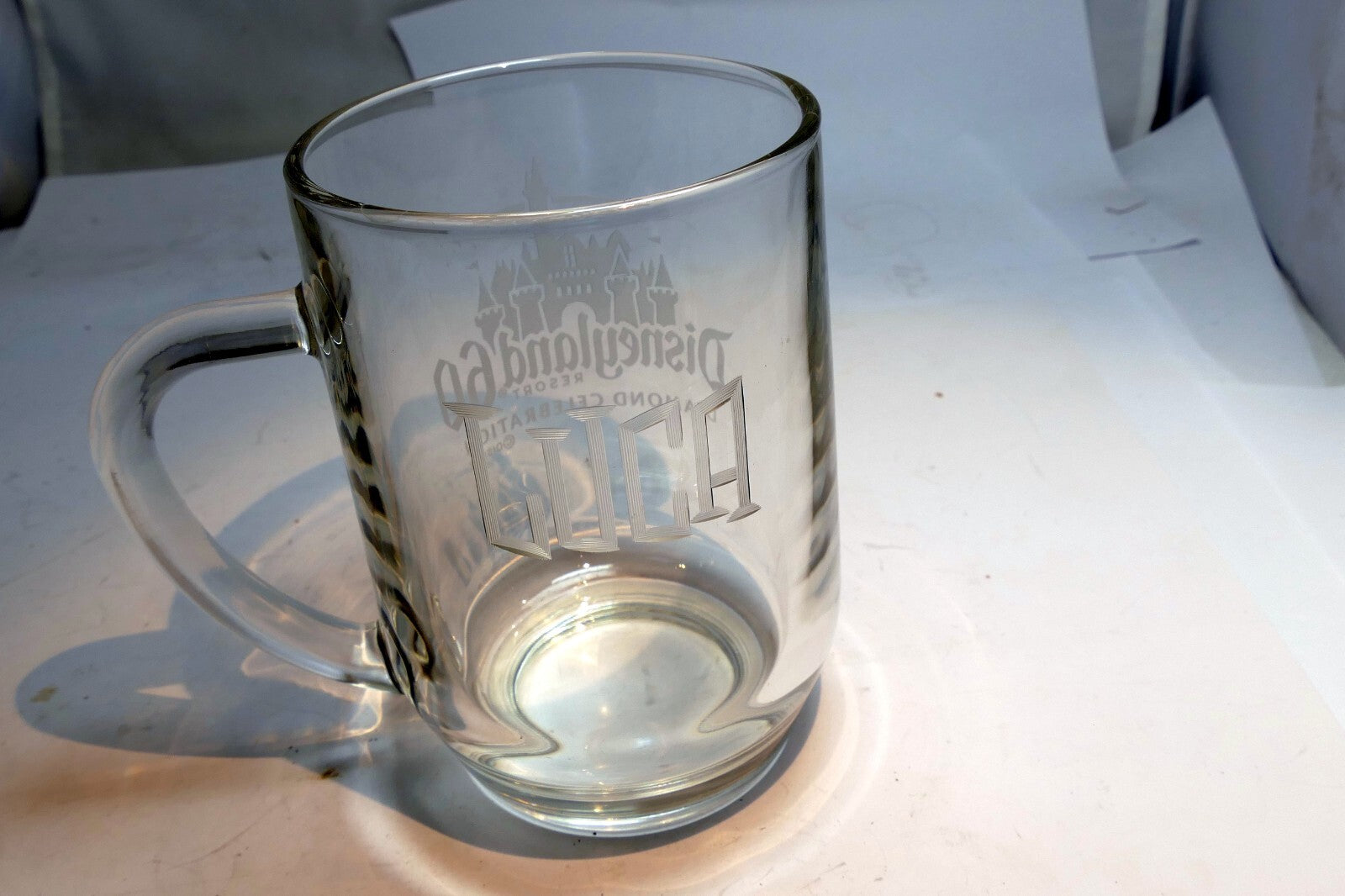 Diamond Celebration Disneyland 60th Anniversary Stein Mug Heavy Glass Disney