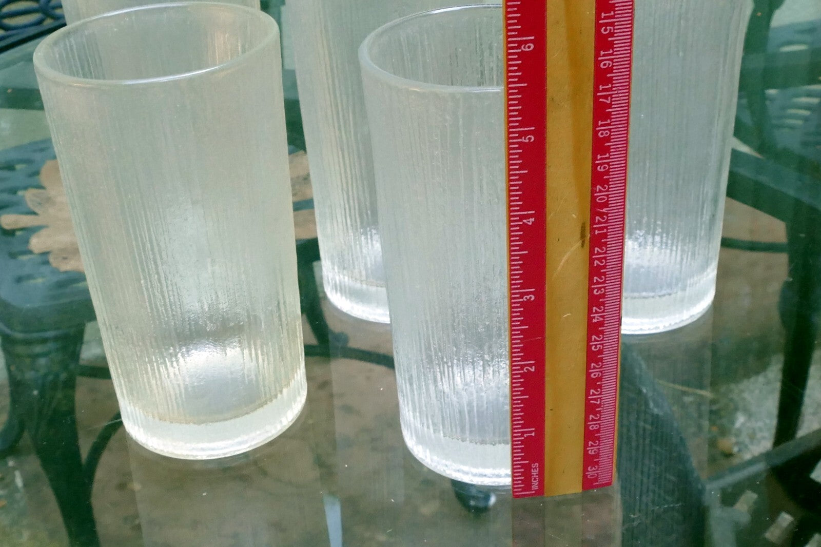 Sasaki RAIN 10oz Flat Tumbler Glasses Set of 5 lot 5.5" tall