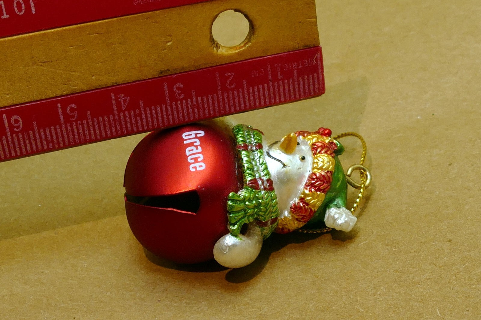 CHRISTMATS ORNAMENT 2" Grace snowman with metal bell