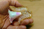 Spun Glass Crystal Christmas Ornament  Angel Gold with trumpet