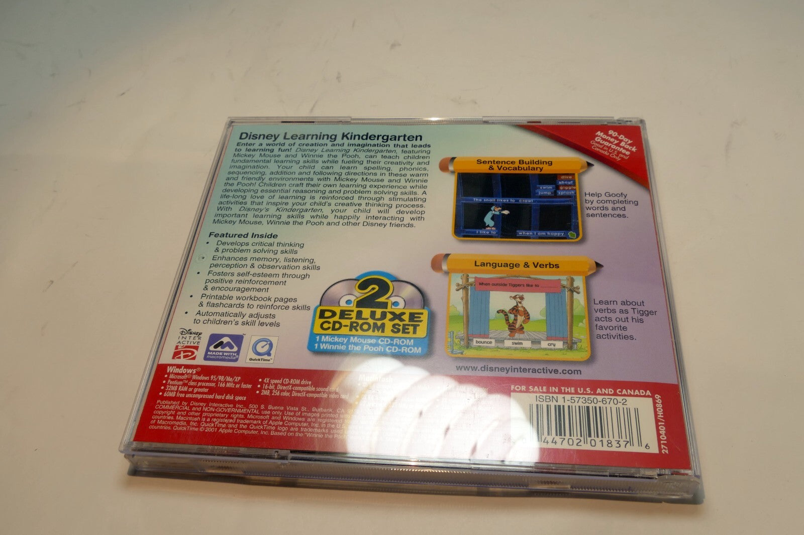 Disney LEARNING Ages 4-6 Kindergarten Deluxe 2 Disc CD-ROM SET Interactive 2000