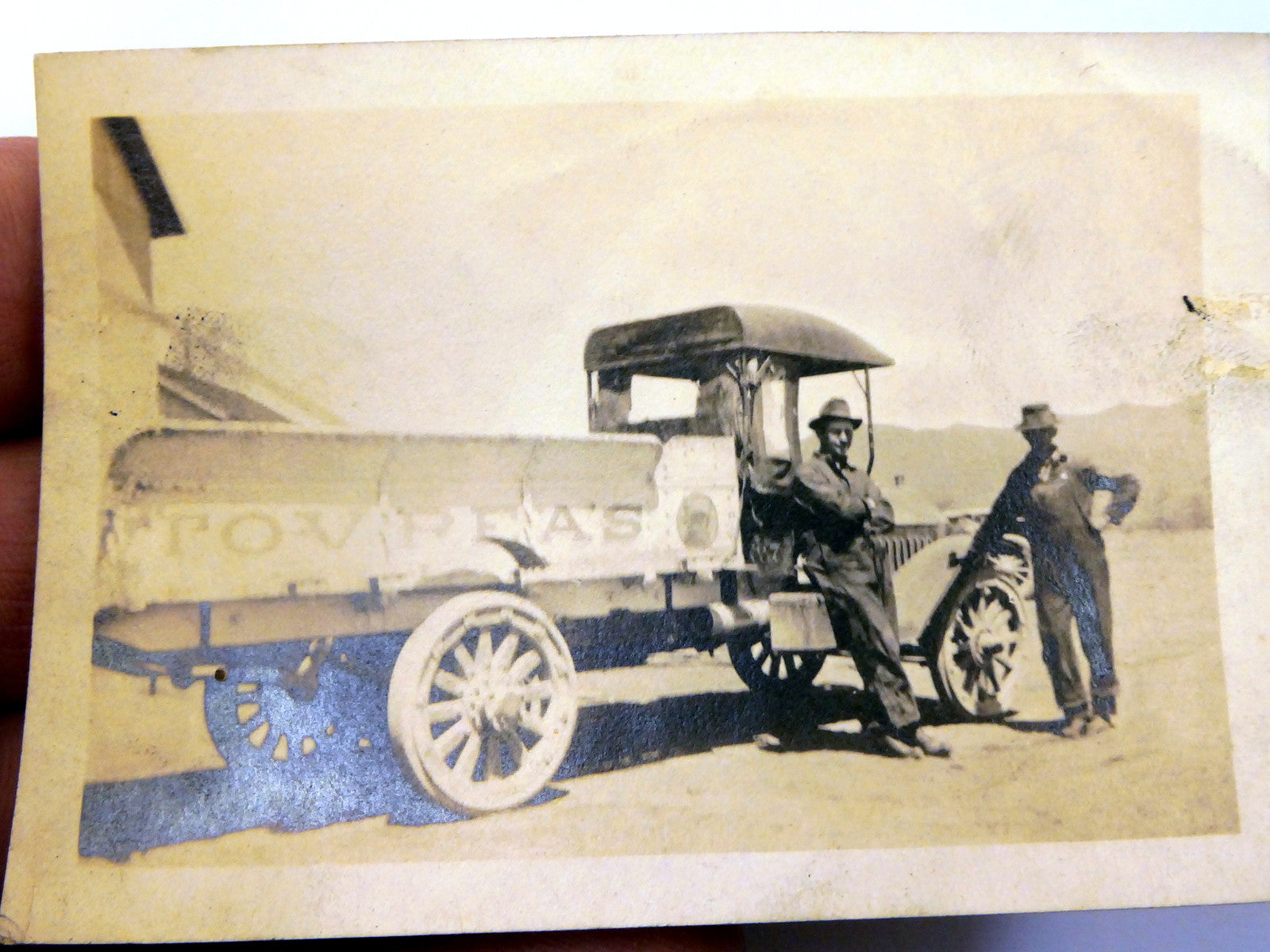 Picture of Two Gentleman Truck VINTAGE ANTIQUE Photograph 2X3" 1917 California