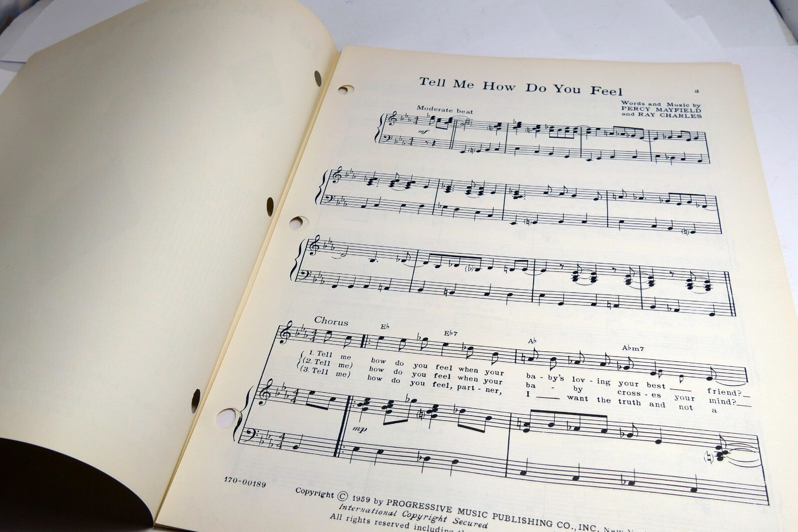 Tell Me How Do You Feel Ray Charles Mayfield  1959  Sheet Music