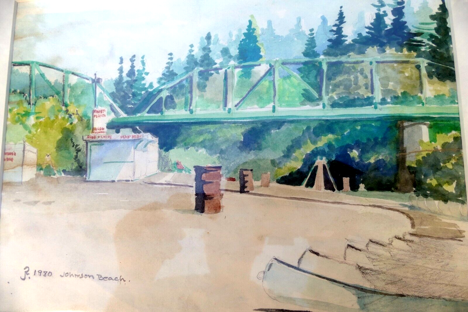 Johnson beach original watercolor painting 1980 signed by jr