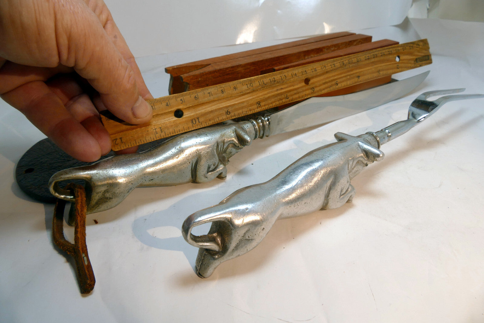 Carving Set Charging Bull Meat Knife Fork w/ Holder made in Sheffield England