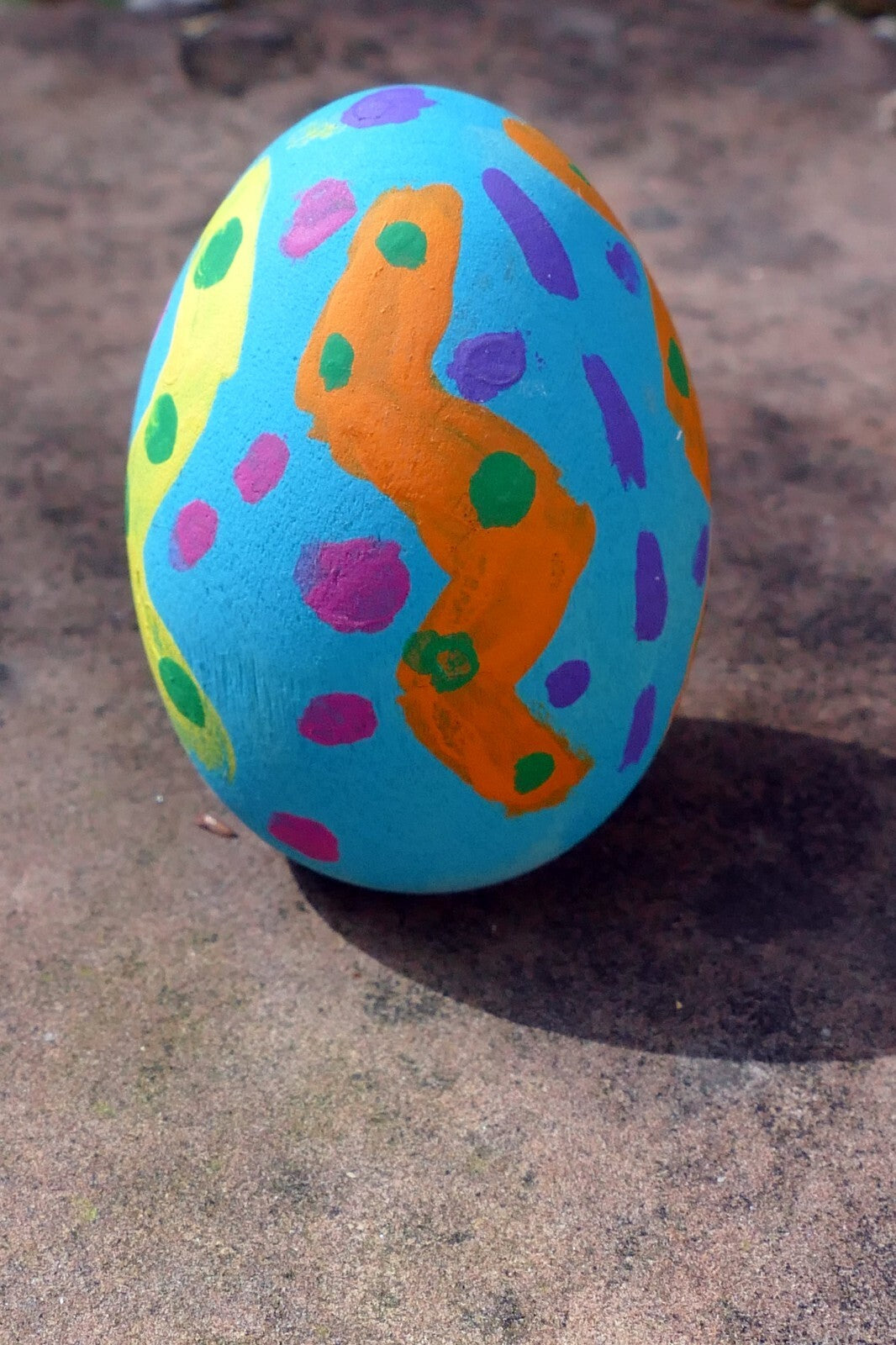 Vintage Wooden Ornament Hand Painted Easter Egg - signed JOHN